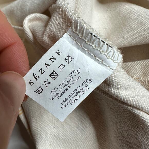 SEZANE Bonjour Seattle Canvas Tote Shopping Bag Striped Paris Reusable Earthy - Picture 5 of 7